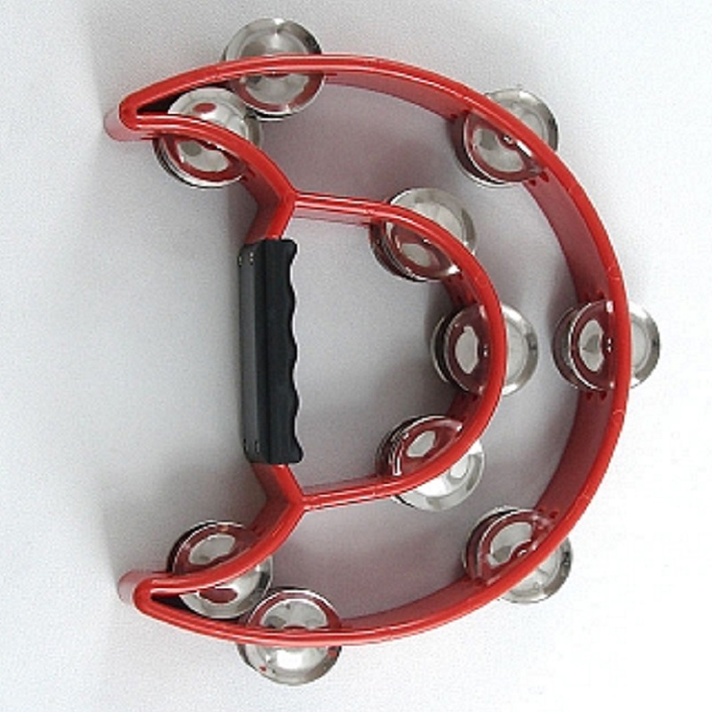Professional Moon-Shaped Tambourine - Red